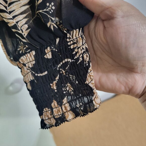 Sanctuary Women's Bold Popover Blouse Top Night Ivy SZ S Black Cream - Picture 3 of 12